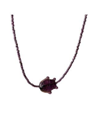 Vtg Amethyst Purple Art Glass Fish Beads Crafting Necklace Jewelry 20"